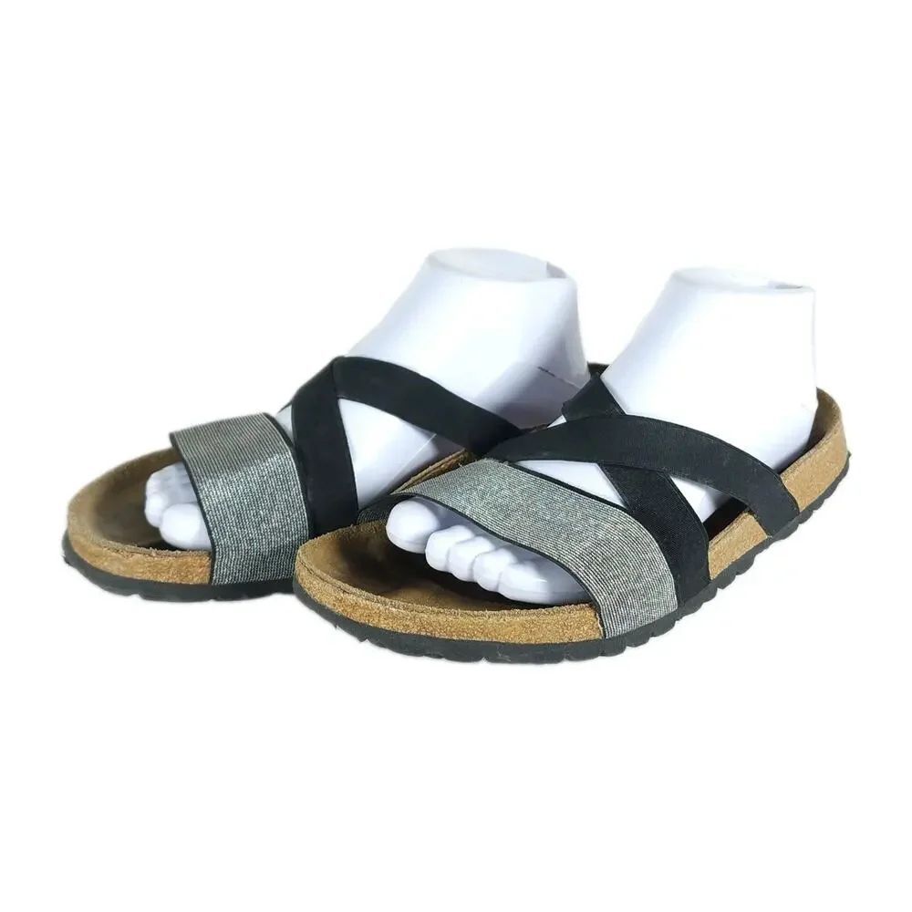 BIRKENSTOCK Papillio Cosma Women's US9 EU40 Black Silver Fabric Slide Sandals